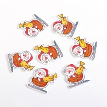 Furnierplatte Knöpfe für Aufnähen Scrapbooking Zwei Löcher Weihnachten Weihnachtsmann Bunt 32mm x 31mm, 50 Stück