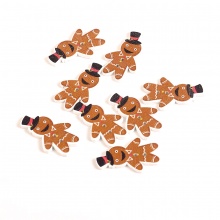 Furnierplatte Knöpfe für Aufnähen Scrapbooking Zwei Löcher Weihnachten Lebkuchenmann Braun 35mm x 21mm, 50 Stück