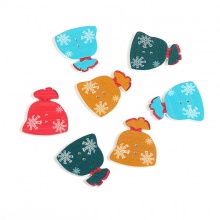 Furnierplatte Knöpfe für Aufnähen Scrapbooking Zwei Löcher Geldtasche Zufällig Mix 35mm x 30mm, 50 Stück
