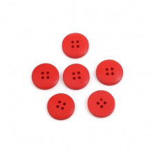 Holz Knöpfe für Aufnähen Scrapbooking 4 Löcher Rund Rot 20mm D., 50 Stück