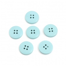 Holz Knöpfe für Aufnähen Scrapbooking 4 Löcher Rund Cyanblau 20mm D., 50 Stück