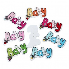Holz Nähen Knöpfe Scrapbooking Buchstabe 2 Löcher gemischt 36mm x 22mm, 6 Stück