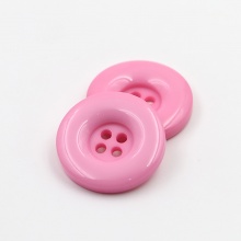 Harz Knöpfe für Aufnähen Scrapbooking 4 Löcher Rund Rosa 18mm D., 50 Stück