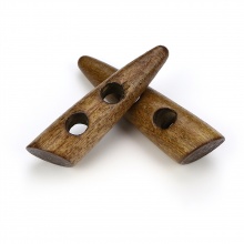 Holz Knebelknöpfe Scrapbooking Zwei Löcher Marquise Hell Kaffeebraun 30mm, 20 Stück