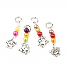 Zinklegierung & Acryl Stricken Stitch Markers Schaf Antiksilber Zufällig Mix 60mm x 18mm, 10 Stück