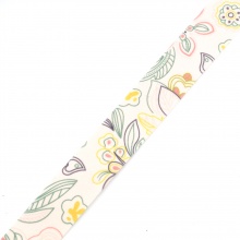 Polyester-Baumwolle-Mischung Bandwirkerei Aprikosenfarbe Beige Blumen 25mm, 1 Rolle (Ca. 5 M/Rolle)