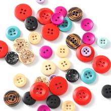 Holz Knöpfe für Aufnähen Scrapbooking gemischt Rund Zufällig Mix 18mm - 10mm D., 1 Set ( 200 Stück/Box)