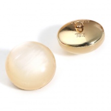 Zinklegierung + Harz Metall Ösenknöpfe Rund Vergoldet Beige 25mm D., 5 Stück