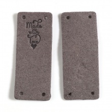 Mikrofaser Etiketts Rechteck Grau , mit Herz Muster, 