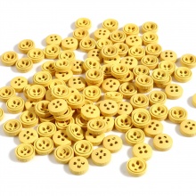 Holz Knöpfe für Aufnähen Scrapbooking 4 Löcher Rund Gelb 9mm D., 100 Stück