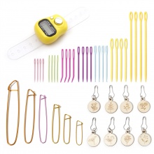 Stricknadeln aus Aluminium und Kunststoff, Maschenmarkierer, Zählerstrickzubehör-Set, mehrfarbig, Zähleruhr, 1 Set (50 Stück/Set)