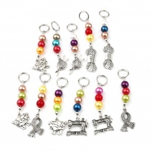 Zinklegierung & Acryl Stricken Stitch Markers Antiksilber Zufällig Mix 10 Stück