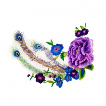 Terylen Stickerei Applikation DIY Scrapbooking Handwerk Lila Blumen 38cm x 28cm, 1 Stück