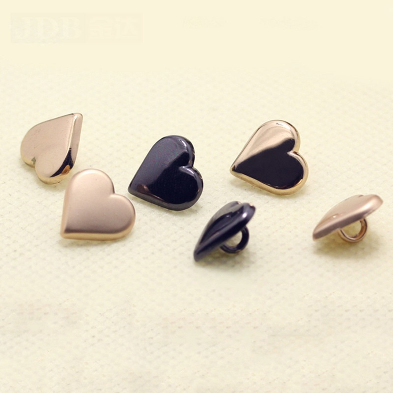 Legierung Metall Ösenknöpfe Einzeln Loch Bunt Herz 11mm x 11mm, 10 Stück
