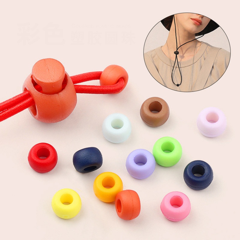Plastic Cord Lock Stopper Sweater Shoelace Rope Buckle Pendant Clothing Accessories Round Multicolor 9mm x 6mm, 20 PCs