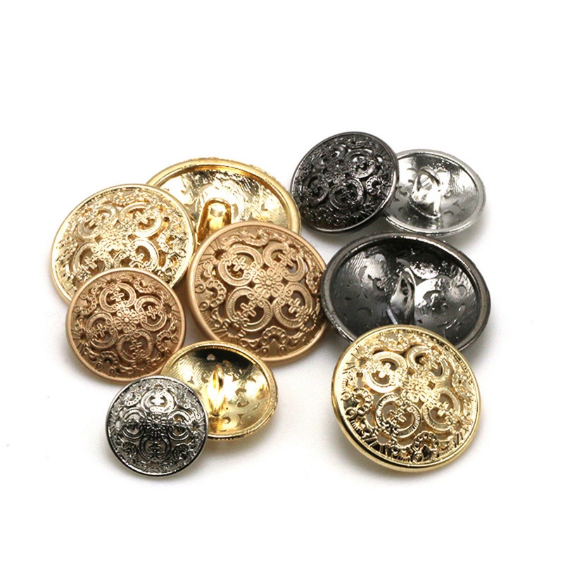 Alloy Style Of Royal Court Character Metal Sewing Shank Buttons Light Golden 10 PCs