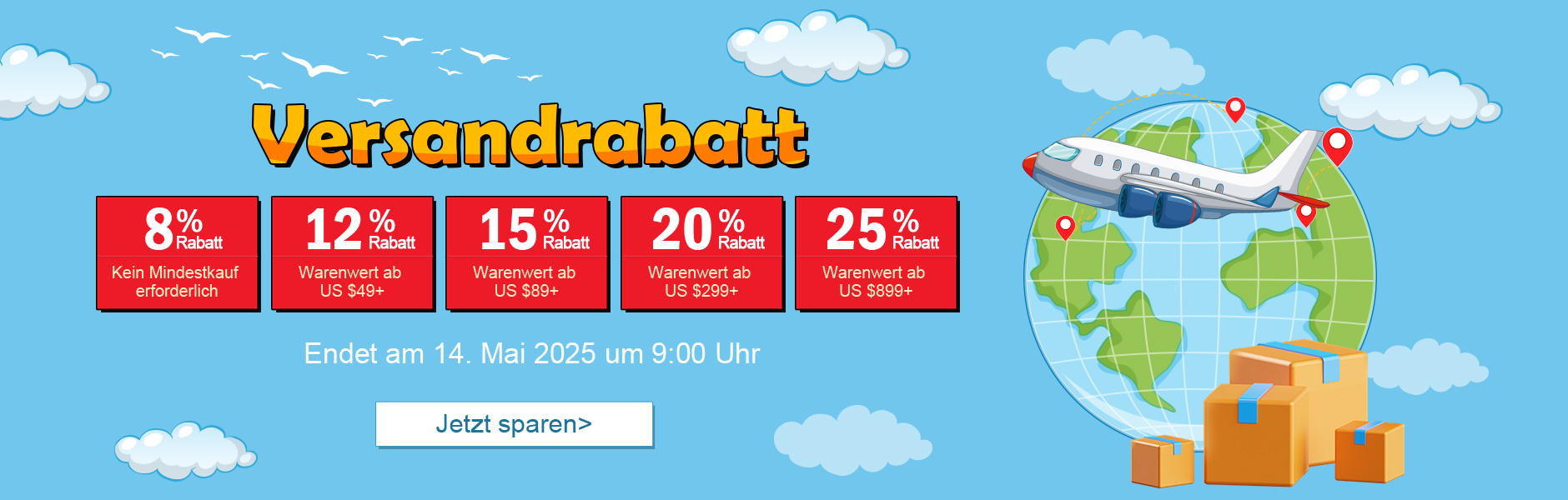 Versandrabatt Bis zu 25% Rabatt