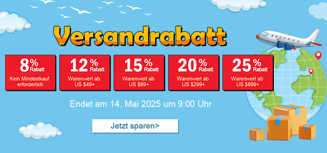 Versandrabatt Bis zu 25% Rabatt