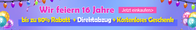 16. Jubiläumsverkauf mit bis zu 80 % Rabatt