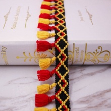 Cotton Fringe Tassel Trim Red & Yellow 20mm, 1 Yard