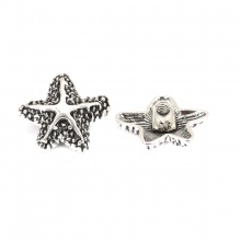 Zinc Based Alloy Ocean Jewelry Metal Sewing Shank Buttons Drilled Star Fish Antique Silver 23mm x 23mm, 20 PCs