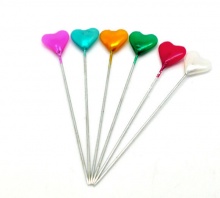 Iron Based Alloy Sewing Dressmaking Pins At Random Acrylic Heart Head 55mm(2 1/8