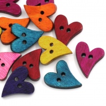 Wood Sewing Buttons Scrapbooking 2 Holes Heart At Random 21mm(7/8