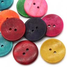 Wood Sewing Button Scrapbooking Round At Random 2 Holes 3cm(1 1/8