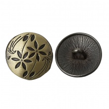 Zinc Based Alloy Metal Sewing Shank Buttons Round Antique Bronze Flower Carved 17mm( 5/8