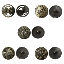 Zinc Based Alloy Metal Sewing Shank Buttons Round Antique Bronze Mixed Pattern Carved 17mm(5/8