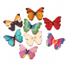 Wood Sewing Buttons Scrapbooking 2 Holes Butterfly At Random 28mm(1 1/8