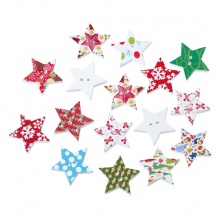 Wood Sewing Buttons Scrapbooking 2 Holes Star At Random Christmas Pattern 25mm(1