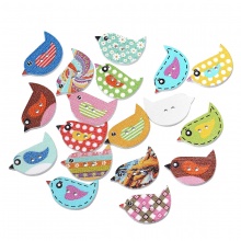 Wood Sewing Buttons Scrapbooking Bird At Random 2 Holes 23mm( 7/8