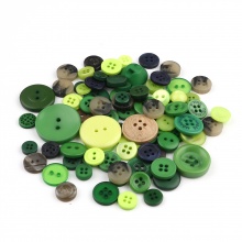 Resin Sewing Buttons Scrapbooking Mixed Round At Random Pattern Green & Brown 3cm - 0.9cm Dia, 1 Packet (Approx 660 PCs/Packet)