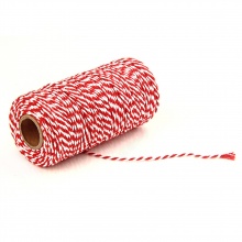 Cotton Thread Cord White & Red 2mm, 1 Roll (Approx 100 M/Roll)
