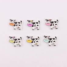 Wood Sewing Buttons Scrapbooking 2 Holes Milk Cow Animal Multicolor 27mm x 22mm, 1 Packet ( 50 PCs/Packet)