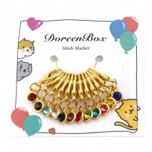 Alloy Birthstone Knitting Stitch Markers Gold Plated 3.4cm x 1.2cm, 1 Set ( 12 PCs/Set)