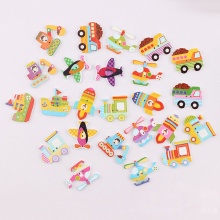 Wood Flora Collection Buttons Scrapbooking 2 Holes Car At Random Color 3.6x2.3cm - 3x2.7cm, 50 PCs