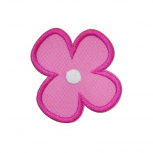 Polyester Iron On Patches Appliques (With Glue Back) DIY Sewing Craft Clothing Decoration Pink Flower Embroidered 6cm x 6cm, 5 PCs