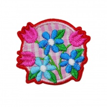 Polyester Iron On Patches Appliques (With Glue Back) DIY Sewing Craft Clothing Decoration Multicolor Flower Embroidered 5cm x 4.5cm, 5 PCs