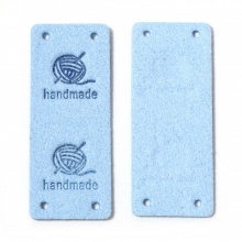 PU Leather Label Tags Rectangle Skyblue 