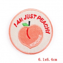 Polyester Iron On Patches Appliques (With Glue Back) DIY Sewing Craft Clothing Decoration Multicolor Round Peach Embroidered 6.4cm x 6.1cm, 2 PCs