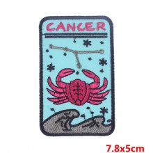 Polyester Iron On Patches Appliques (With Glue Back) DIY Sewing Craft Clothing Decoration Multicolor Rectangle Cancer Sign Of Zodiac Constellations Embroidered 7.8cm x 5cm, 2 PCs