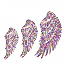 PVC Iron On Patches Appliques (With Glue Back) Craft Multicolor Wing Sequins 1 Piece ( 2 PCs/Set)