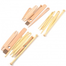 Beech Wood Weaving Shuttle Loom Tools Natural 23cm, 1 Set ( 6 PCs/Set)