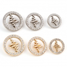 Zinc Based Alloy Medical Metal Sewing Shank Buttons Buttons Single Hole Round Multicolor Medical Heartbeat/ Electrocardiogram Carved White Rhinestone