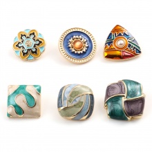 Zinc Based Alloy Metal Sewing Shank Buttons Buttons Single Hole Gold Plated Multicolor Enamel