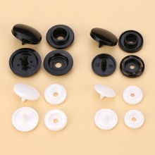 Plastic Snap Fastener Buttons Round Black & White 100 Sets