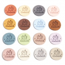 PU Label Tags Round Multicolor Sewing Machine Pattern 