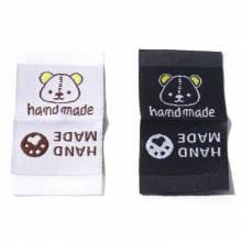 Polyester Label Tag For Clothing Rectangle Multicolor Bear Pattern 